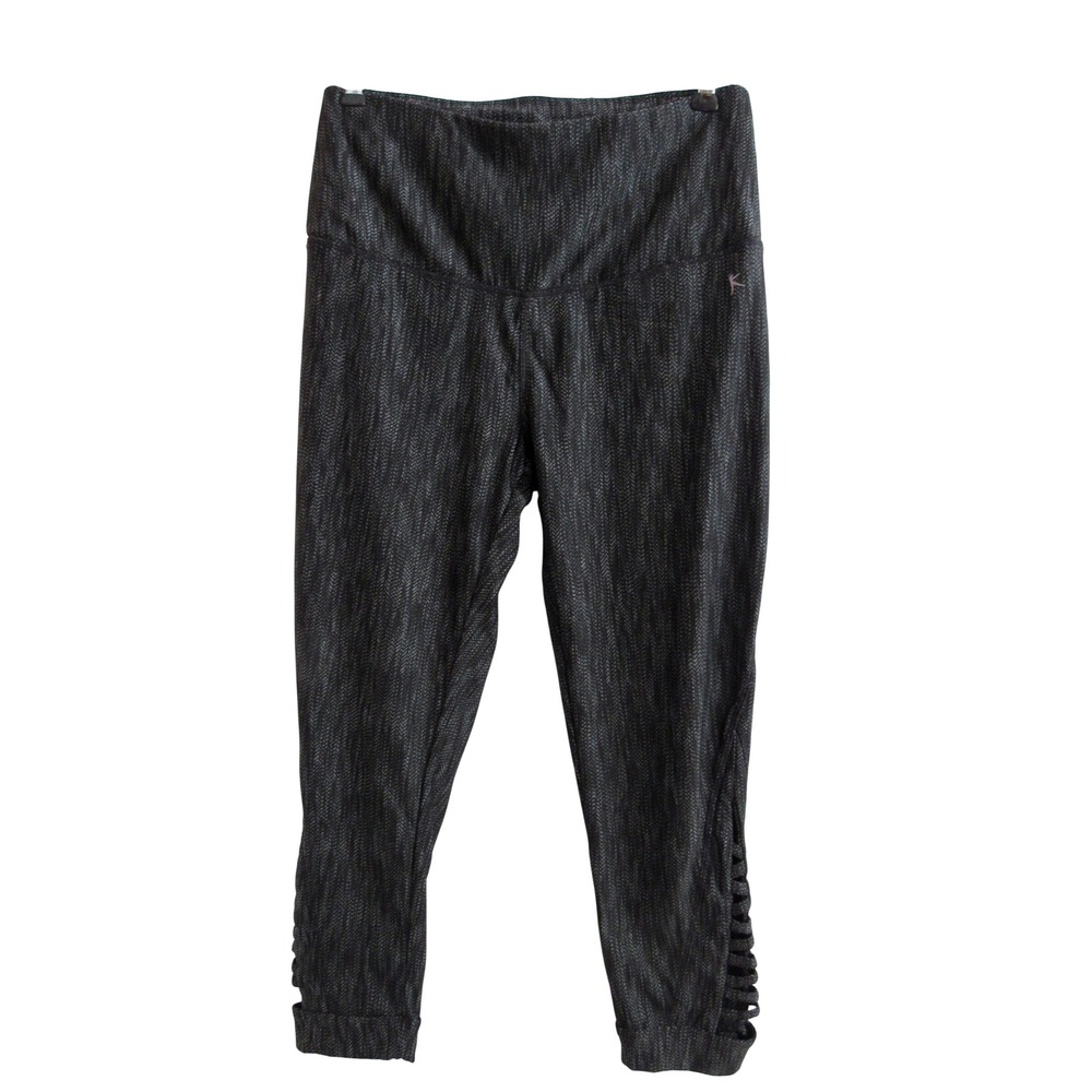 Danskin Now Leggings Womens Medium Active Black Ladder‎ Cutout Cropped